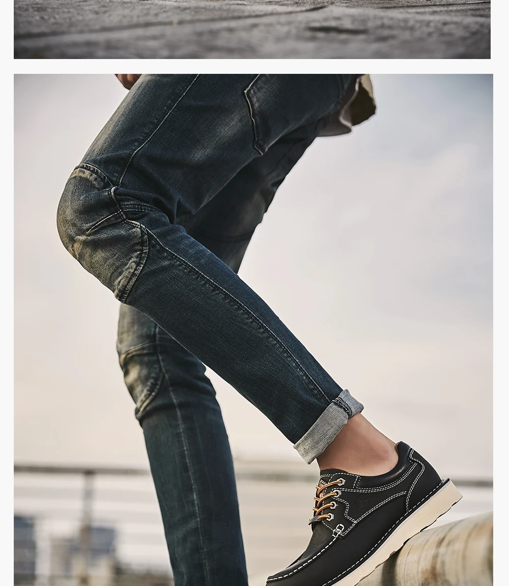 DECARSDZ Genuine leather Men Shoes Autumn New Comfy Lace-up Men Casual Shoes Man outdoor Durable outsole Men's Shoes Size 38-45