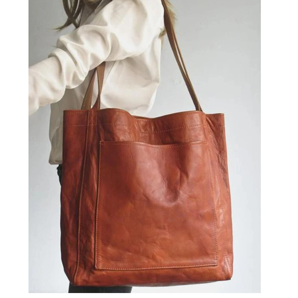 

Vintage Style Solid Oversized Tote Handbags Large Size Shoulder bags for Women Color Soft PU Leather Purses Sacs à bandoulière
