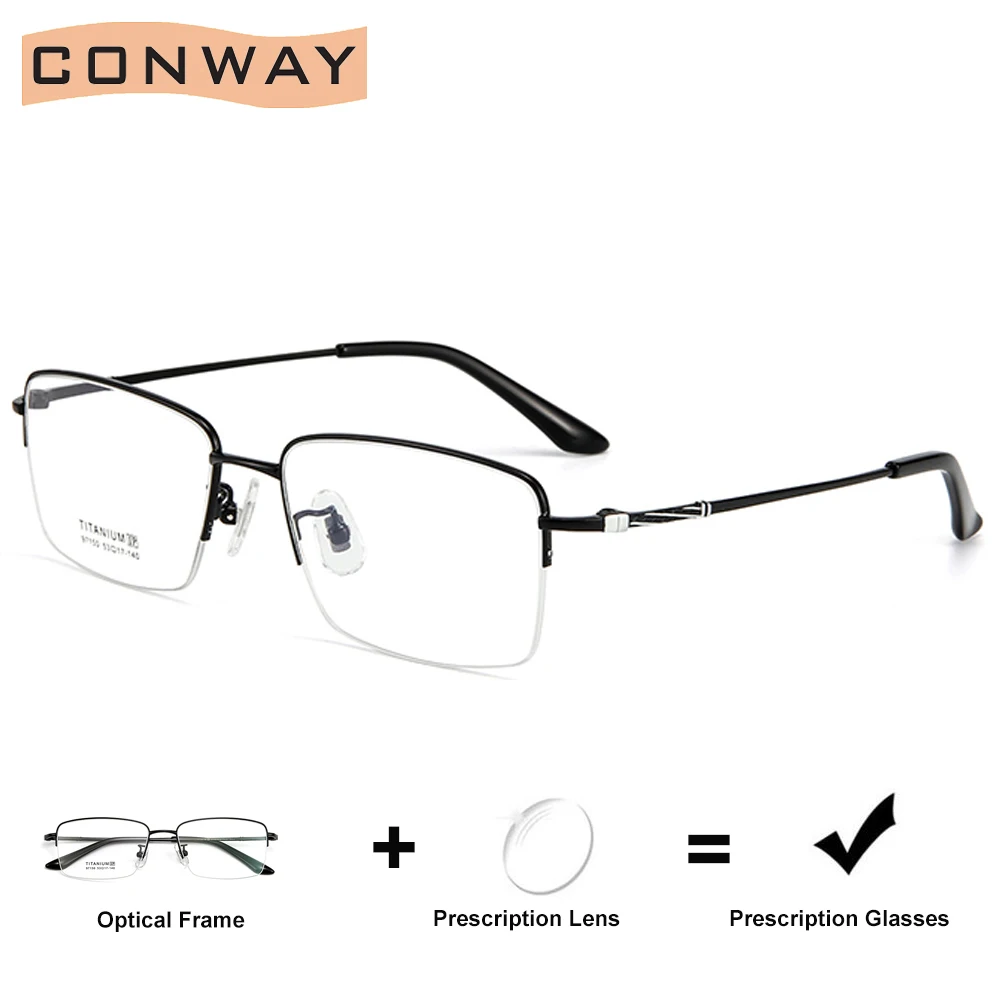 Conway Half Rim Customized Prescription Glasses Optical Lens Mens Eyeglasses Pure Titanium Anti Glare Digital Block Coating
Conway Half Rim Customized Prescription Glasses Optical Lens Mens Eyeglasses Pure Titanium Anti Glare Digital Block Coating