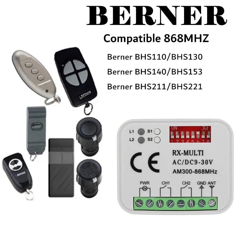 BERNER Remote Control 433 MHz 868 MHz Receiver 300-900mhz Multi Frequency garage gate receiver
BERNER Remote Control 433 MHz 868 MHz Receiver 300-900mhz Multi Frequency garage gate receiver