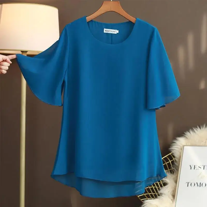 MOYISU 2022 New Summer Chiffon Shirt Irregular Hem Short Sleeve O-Neck Blouse Casual Solid Womens Loose Oversized Lady Tops
MOYISU 2022 New Summer Chiffon Shirt Irregular Hem Short Sleeve O-Neck Blouse Casual Solid Womens Loose Oversized Lady Tops