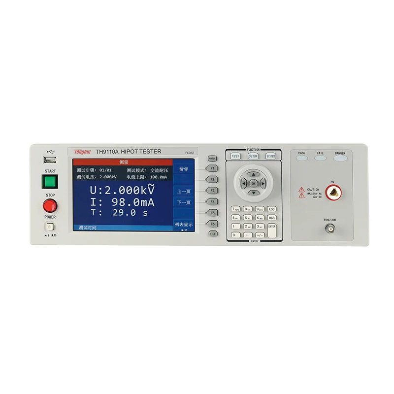 TH9110A Hipot Tester 0.0001mA-25mA, IR: 0.05-5KV, 1MΩ-50GΩ
TH9110A Hipot Tester 0.0001mA-25mA, IR: 0.05-5KV, 1MΩ-50GΩ