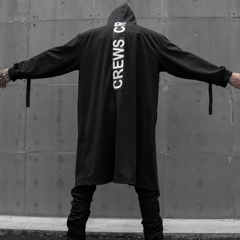 Men Cloak Jacket Cardigan Ribbon Splice Loose Long Hooded Trench Coat Male Streetwear Hip Hop Punk Gothic Outwear Windbreaker
Men Cloak Jacket Cardigan Ribbon Splice Loose Long Hooded Trench Coat Male Streetwear Hip Hop Punk Gothic Outwear Windbreaker