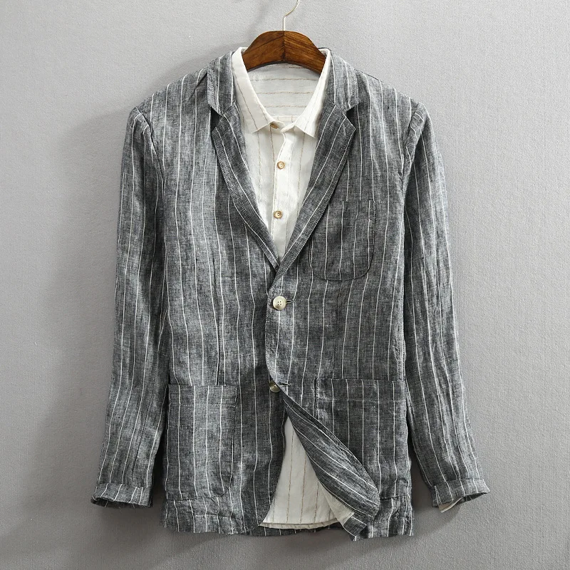 2019 New Style Men Flax Suit Chinese-style Retro Loose-Fit Stripes Hemp Coat-Berlin
2019 New Style Men Flax Suit Chinese-style Retro Loose-Fit Stripes Hemp Coat-Berlin