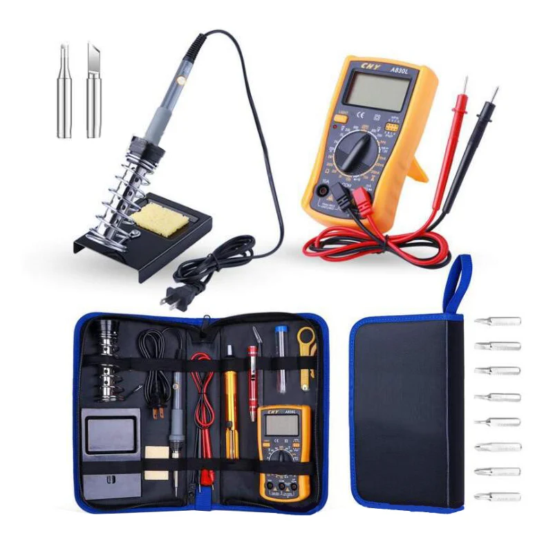 21Pcs/set Electric Soldering Iron Kit 110V 220V 60W Adjustable Temperature Solder With Multimeter Tips Stand Storage Bag EU/US
21Pcs/set Electric Soldering Iron Kit 110V 220V 60W Adjustable Temperature Solder With Multimeter Tips Stand Storage Bag EU/US