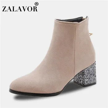 ZALAVOR Office Work Simple Ladies Zipper Bling Ankle Boots Round Toe Bling High Heels Winter Warm Shoes Black Boots Size 31-43
ZALAVOR Office Work Simple Ladies Zipper Bling Ankle Boots Round Toe Bling High Heels Winter Warm Shoes Black Boots Size 31-43