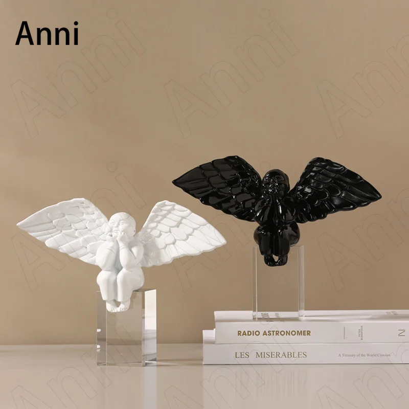 

Creativity Resin Angel Boy Figurine European Modern Office Meeting Room Desktop Character Sculpture Ornaments Home Decor Statue