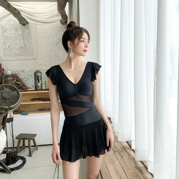 Ladies Mesh Swimdress Swimsuit One Piece Swimwear Ruffles Black Cut Out Swimming Suit for Women Skirt Bathing Suit Beach Wear
Ladies Mesh Swimdress Swimsuit One Piece Swimwear Ruffles Black Cut Out Swimming Suit for Women Skirt Bathing Suit Beach Wear