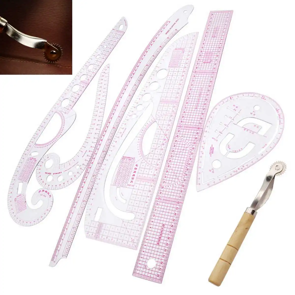 6 Pcs Set Clear Straight Curve Ruler Drawing Line Sewing Dressmaking Design Tools Kit Ruler Student Home DIY Crafts Accessories
6 Pcs Set Clear Straight Curve Ruler Drawing Line Sewing Dressmaking Design Tools Kit Ruler Student Home DIY Crafts Accessories