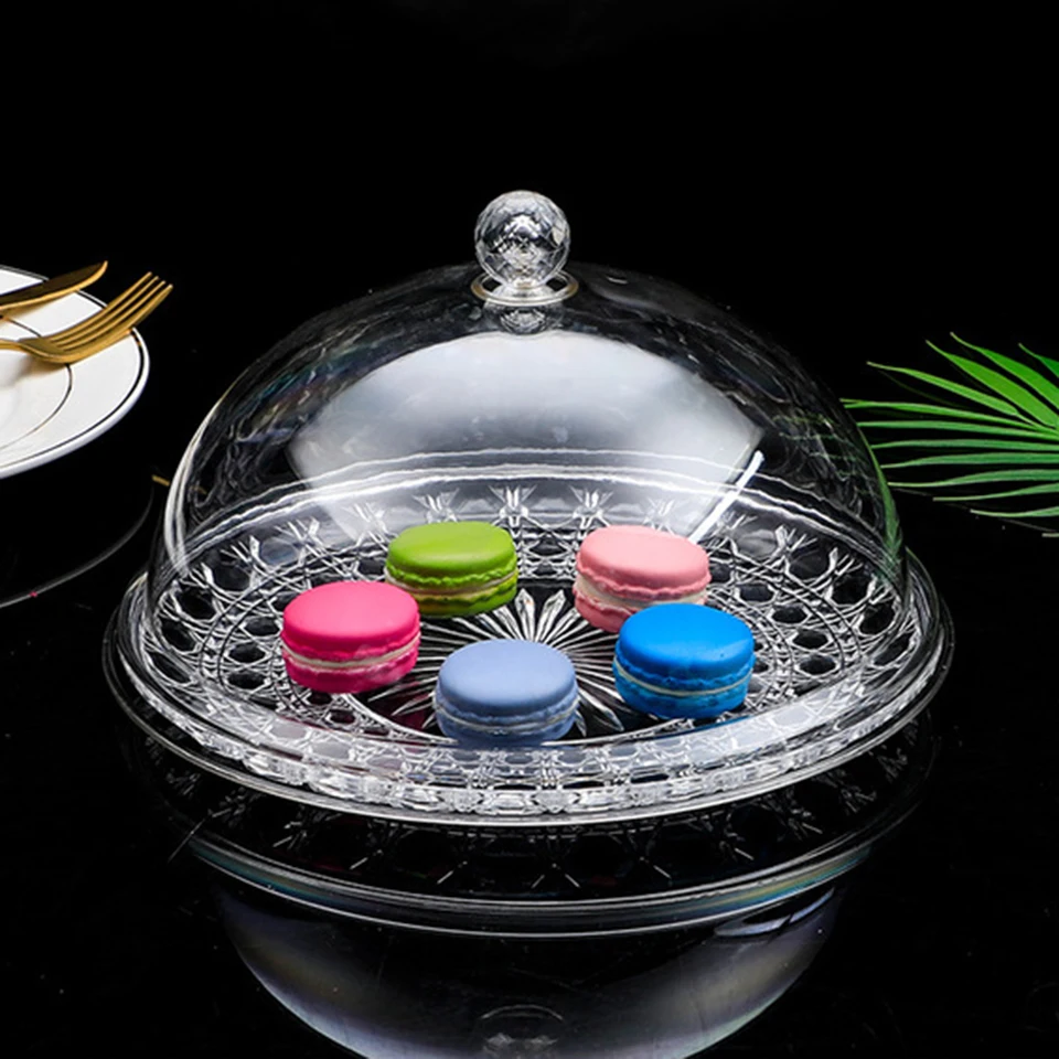 Description Picture 6 of itemVarious Sizes Cake Stand With Cover Food Grade Acrylic Transparent Round Fruit Plate Lid Wedding Birthday Party Macaron Dish