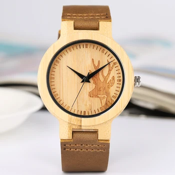 Minimalist Wooden Watch Deer Carving Men Watch Natural Bamboo Wood Quartz Clock Genuine Leather Modern Timber Wristwatch Relojes
Minimalist Wooden Watch Deer Carving Men Watch Natural Bamboo Wood Quartz Clock Genuine Leather Modern Timber Wristwatch Relojes