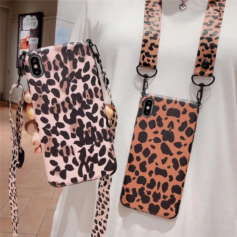 Leopard pattern shoulder strap case for iPhone XS MAX XR 8plus 7 6 6s plus case cover Fashion matte soft silicon phone bag
Leopard pattern shoulder strap case for iPhone XS MAX XR 8plus 7 6 6s plus case cover Fashion matte soft silicon phone bag