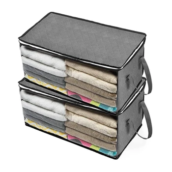 1/2Pcs Non-woven Foldable Clothes Organizer Storage Bags Box Quilt Storage Bag Clothset Closet Home Storage & Organization- Grey 
1/2Pcs Non-woven Foldable Clothes Organizer Storage Bags Box Quilt Storage Bag Clothset Closet Home Storage & Organization- Grey