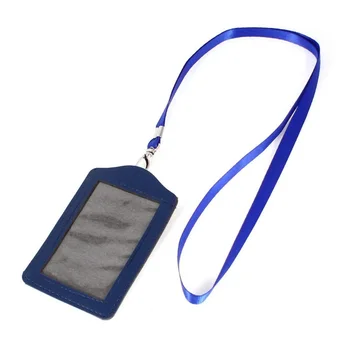 Royal Blue, with drawstring neck and imitation leather business card holder 
Royal Blue, with drawstring neck and imitation leather business card holder