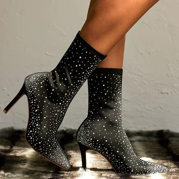 2019 Crystals Shoes Women Fashion Heels Boots Sexy Ladies footware zapatos de mujer Pointed Toe Shoes Bling Female botas mujer
2019 Crystals Shoes Women Fashion Heels Boots Sexy Ladies footware zapatos de mujer Pointed Toe Shoes Bling Female botas mujer