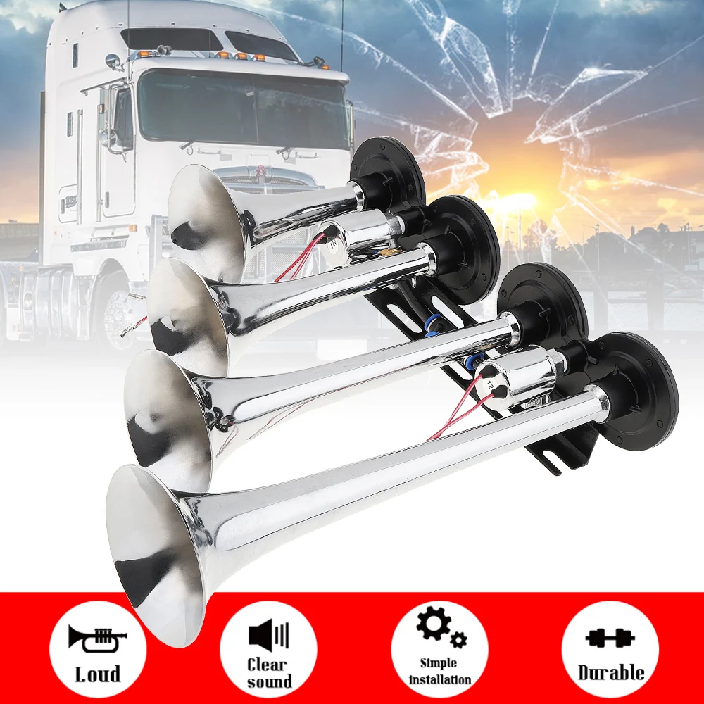 Car Air Horns 12V Super Loud 8 Sounds Style Alarm 4 Trumpet Air Horn Compressor Kit for Motorcycle Boat Truck Car New
Car Air Horns 12V Super Loud 8 Sounds Style Alarm 4 Trumpet Air Horn Compressor Kit for Motorcycle Boat Truck Car New