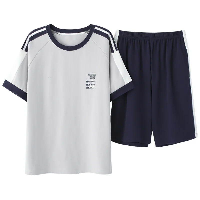 Men's Pajamas Set Summer Cotton Short Sleeve Trousers Set Korean Version of Loose Summer Home Service Men Sleepwear Set
Men's Pajamas Set Summer Cotton Short Sleeve Trousers Set Korean Version of Loose Summer Home Service Men Sleepwear Set