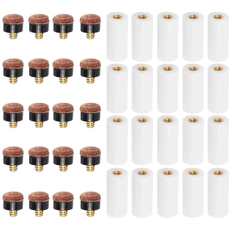 20Sets Billiard Cue Tips with Pool Cue Stick Ferrules 12mm Billiard Screw-on Tips Replacement for Nine Ball
20Sets Billiard Cue Tips with Pool Cue Stick Ferrules 12mm Billiard Screw-on Tips Replacement for Nine Ball