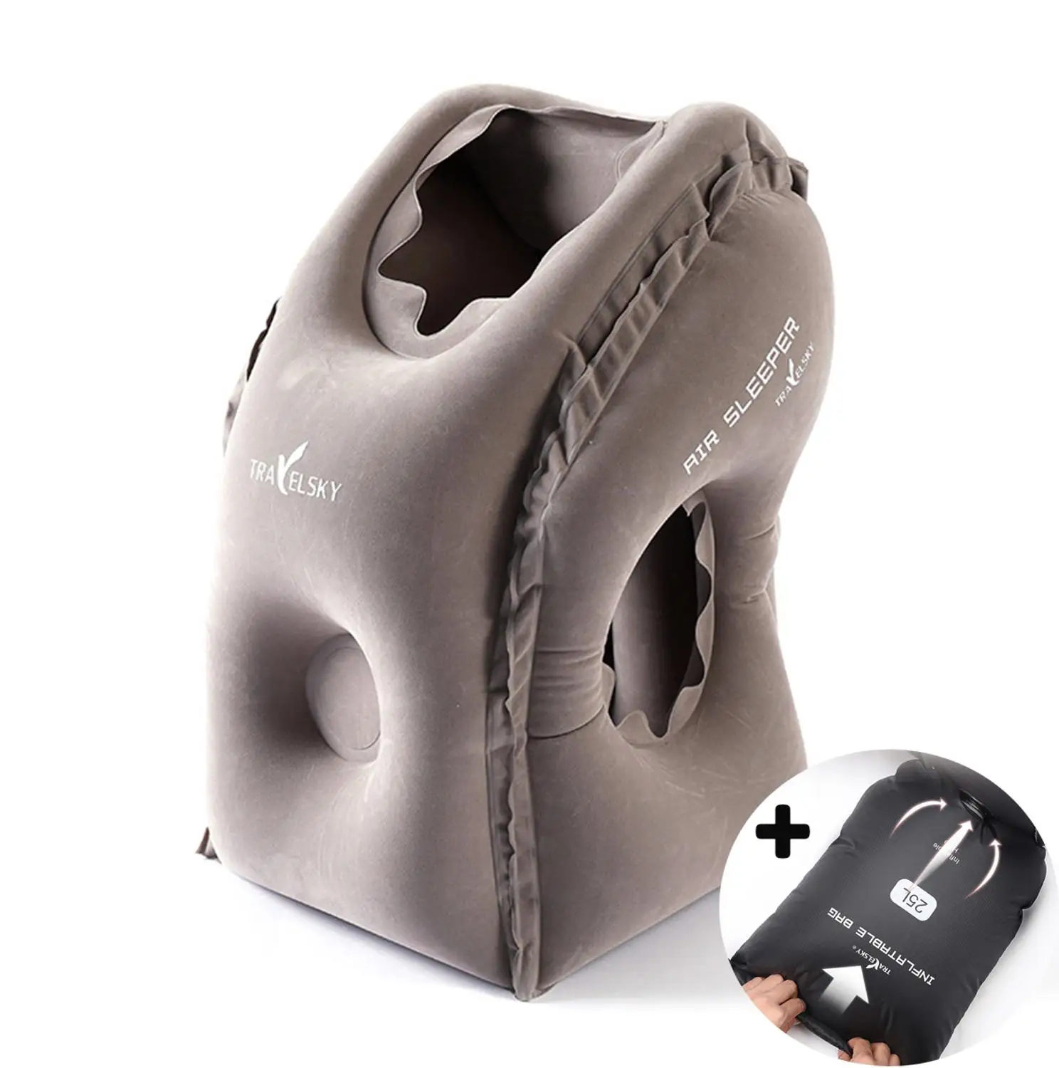 Inflatable Neck Pillow Used for Airplanes/Cars/Buses/Trains/Office Napping with Free Eye Mask/Earplugs (Gray), Small
Inflatable Neck Pillow Used for Airplanes/Cars/Buses/Trains/Office Napping with Free Eye Mask/Earplugs (Gray), Small