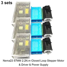3 Sets 57MM Nema23 2.2N.m 315Oz-in Closed Loop Stepper Motor Hybird Encoder Easy Servo 2 Phase & Driver & 200W 24V Power Supply
3 Sets 57MM Nema23 2.2N.m 315Oz-in Closed Loop Stepper Motor Hybird Encoder Easy Servo 2 Phase & Driver & 200W 24V Power Supply