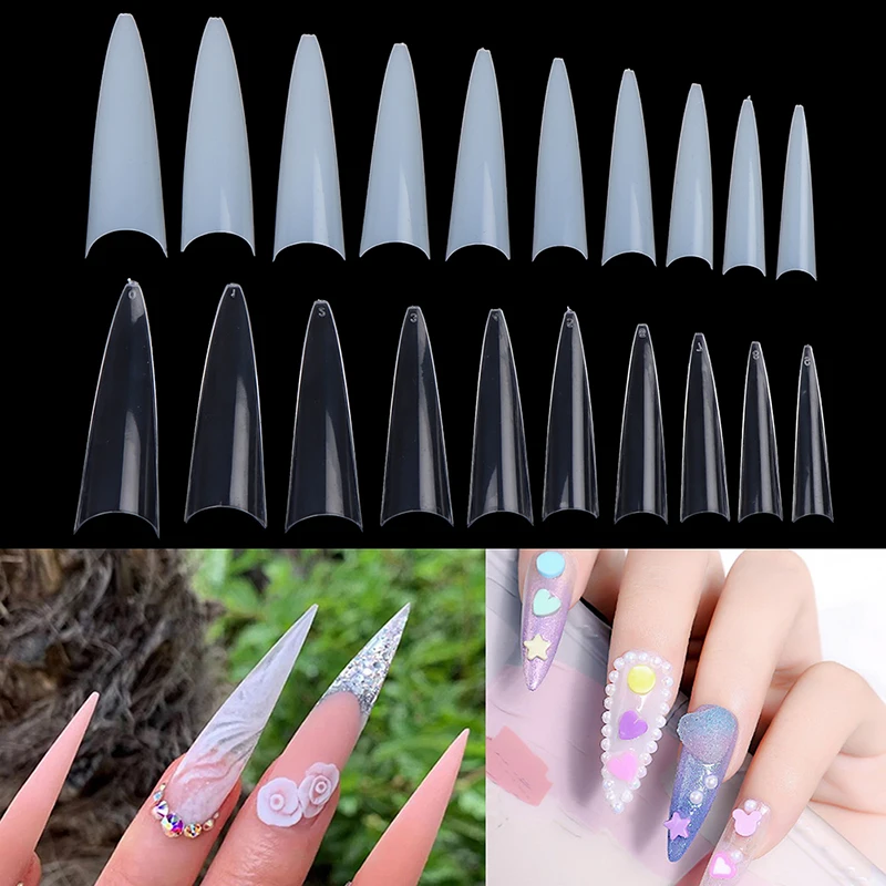 

500Pcs/Bag Clear/Natural False Acrylic UV Gel DIY C Curve French Nail Art Tips 2 Styles