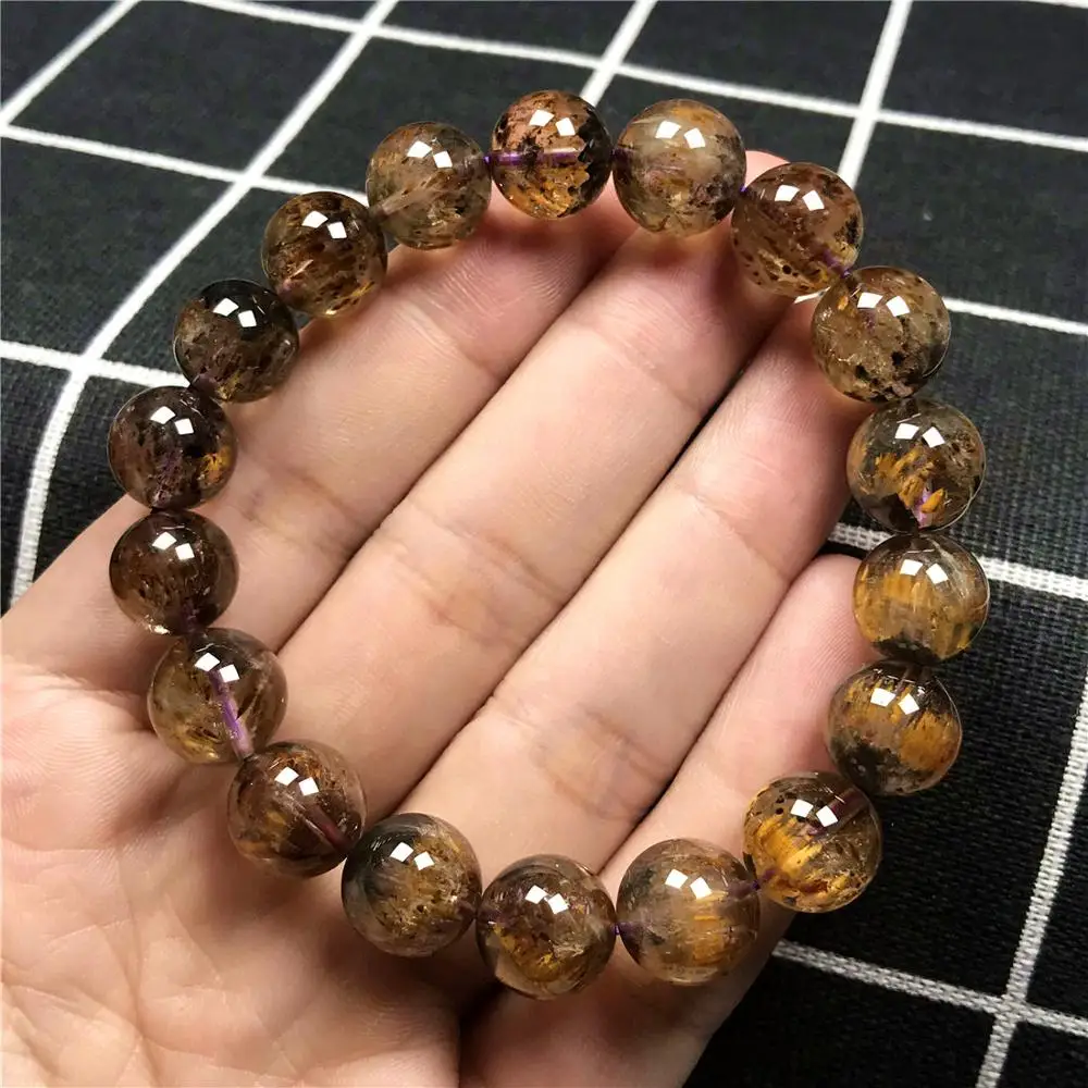 11mm Natural Gold Purple Cacoxenite Rutilated Bracelet For Woman Lady Man Round Beads Gemstone Stretch Fashion Jewelry AAAAAA 
11mm Natural Gold Purple Cacoxenite Rutilated Bracelet For Woman Lady Man Round Beads Gemstone Stretch Fashion Jewelry AAAAAA