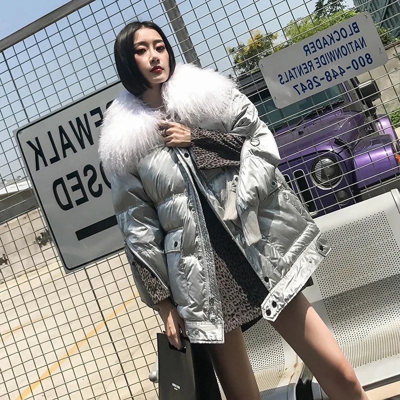 Winter Silver Black Duck Coat Women Real Wool Fur Collar White Duck Down Parkas Female Loose Waterproof Snow Outerwear
Winter Silver Black Duck Coat Women Real Wool Fur Collar White Duck Down Parkas Female Loose Waterproof Snow Outerwear