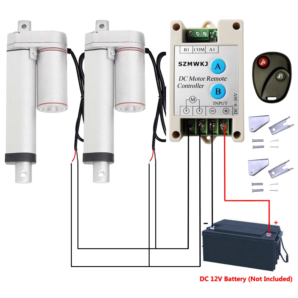 Set of 2 Heavy Duty 100mm 4" Stroke 150KG Load 330lbs DC 12V Linear Actuators &Mounting Brackets &Wireless Remote Control System
Set of 2 Heavy Duty 100mm 4" Stroke 150KG Load 330lbs DC 12V Linear Actuators &Mounting Brackets &Wireless Remote Control System
