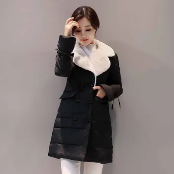 Parkas White Wool Lapel Casual Buttons Coat High Quality Hooded Winter Women Cotton Long Thickening Slim Coat Nov29 
Parkas White Wool Lapel Casual Buttons Coat High Quality Hooded Winter Women Cotton Long Thickening Slim Coat Nov29