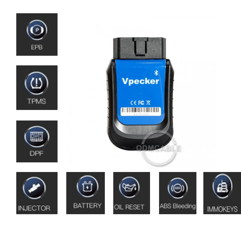 VPECKER E4 Phone Bluetooth Full System OBDII Scan Tool for Android Support ABS Bleeding/Battery/DPF/EPB/Injector/Oil Reset/TPMS
VPECKER E4 Phone Bluetooth Full System OBDII Scan Tool for Android Support ABS Bleeding/Battery/DPF/EPB/Injector/Oil Reset/TPMS