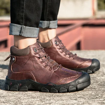 Mens Boots New Genuine Leather Men Ankle Boots Fashion Lace-Up Man Winter Snow Boots Plush Warm Work Shoes 38-46
Mens Boots New Genuine Leather Men Ankle Boots Fashion Lace-Up Man Winter Snow Boots Plush Warm Work Shoes 38-46