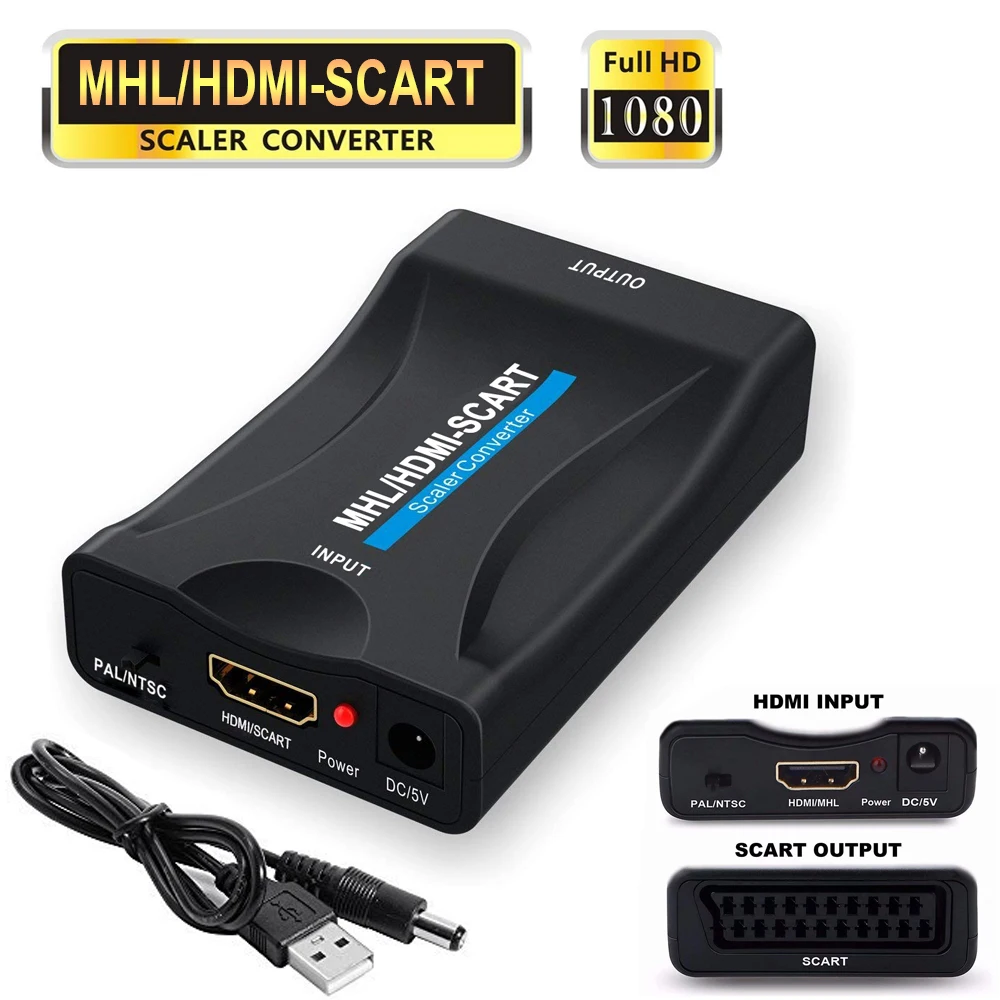 1080P SCART To HDMI Video Audio Converter SCART to HDMI AV Signal Adapter Upscale Converter Adapter for HD TV DVD D30
1080P SCART To HDMI Video Audio Converter SCART to HDMI AV Signal Adapter Upscale Converter Adapter for HD TV DVD D30