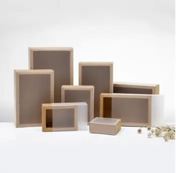 10pcs Kraft Paper Packing Box With Transparent PVC Window Black Delicate Drawer Display Gift Box Wedding Cookie Candy Cake Boxes
10pcs Kraft Paper Packing Box With Transparent PVC Window Black Delicate Drawer Display Gift Box Wedding Cookie Candy Cake Boxes