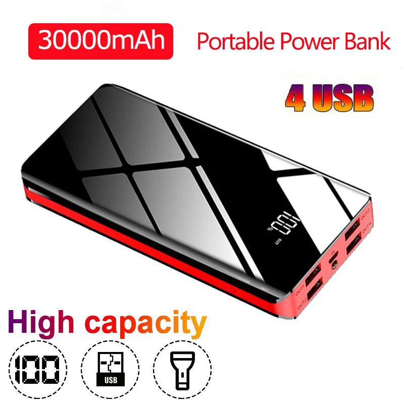 Power Bank 30000mAh 4 USB Mobile Phone External Battery Fast Charge For IPhone 11 Xiaomi Mi Poverbank Portable Charger PowerBank
Power Bank 30000mAh 4 USB Mobile Phone External Battery Fast Charge For IPhone 11 Xiaomi Mi Poverbank Portable Charger PowerBank