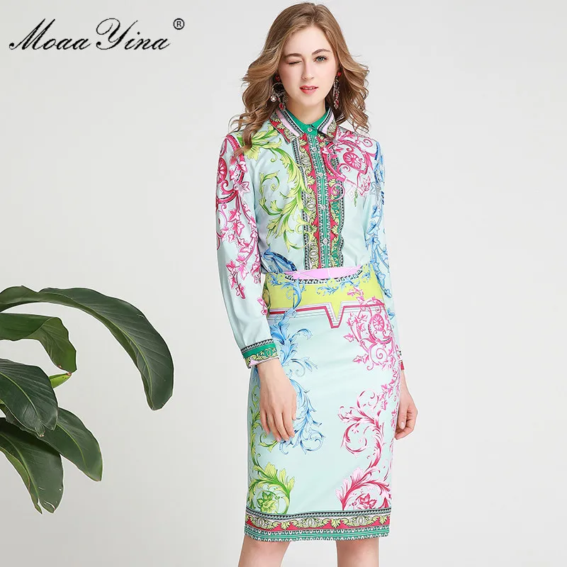 MoaaYina Fashion Designer Suit Spring Summer Women Long sleeve Floral-Print Shirt Tops+Package buttocks skirt Two-piece set
MoaaYina Fashion Designer Suit Spring Summer Women Long sleeve Floral-Print Shirt Tops+Package buttocks skirt Two-piece set