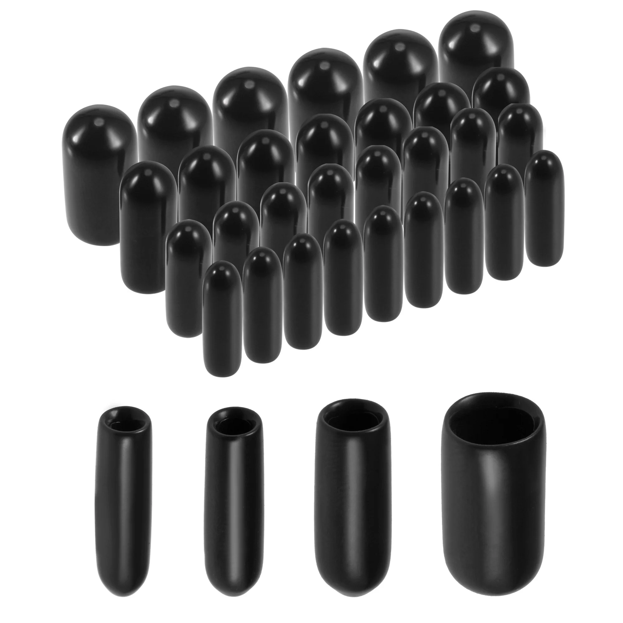 

Uxcell 80pcs Round Rubber End Caps 3/32" 1/8" 5/32" 1/4" Black Vinyl Cover Screw Thread Protectors Assortment Kit Plastic Sleeve