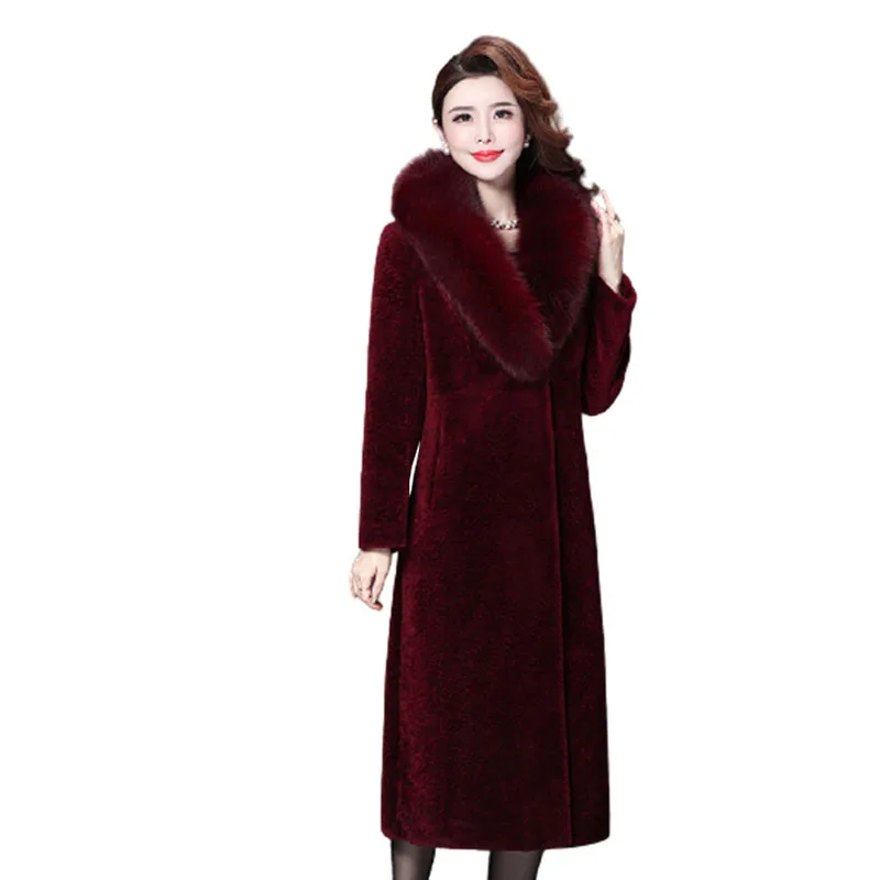 2023 Elegant Women Winter Fur Clothes Imitate Sheep Shearing Thick Warm Overcoat Female Fur Faux Fox Fur Collar Long Coat OK1274
2023 Elegant Women Winter Fur Clothes Imitate Sheep Shearing Thick Warm Overcoat Female Fur Faux Fox Fur Collar Long Coat OK1274