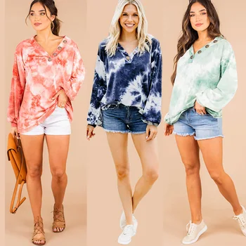 2020 New Style Printed Sports Long-Sleeved Coat Tie-Dye V-neck Sweater Women's Autumn and Winter Pullover T-shirt Top 
2020 New Style Printed Sports Long-Sleeved Coat Tie-Dye V-neck Sweater Women's Autumn and Winter Pullover T-shirt Top