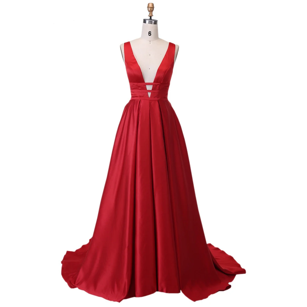 Sexy Red Evening Dress Long 2020 Elegant Satin Evening Gown Formal Abiye Prom Party Dress vestido longo festa (1)