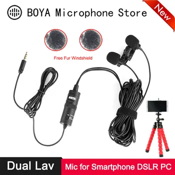 Omnidirectional 3.5mm Dual Lavalier Microphone for Smartphones Tablet DSLR Camera Camcorder Audio Recorder PC Video Interview
Omnidirectional 3.5mm Dual Lavalier Microphone for Smartphones Tablet DSLR Camera Camcorder Audio Recorder PC Video Interview