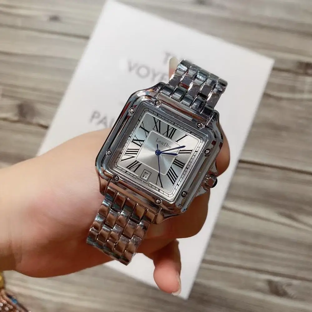 

New Fashion Brand Women Watches Square Stainless Steel Band Quartz Watch Casual Female Calendar Gold Clock Reloj Mujer Relogios