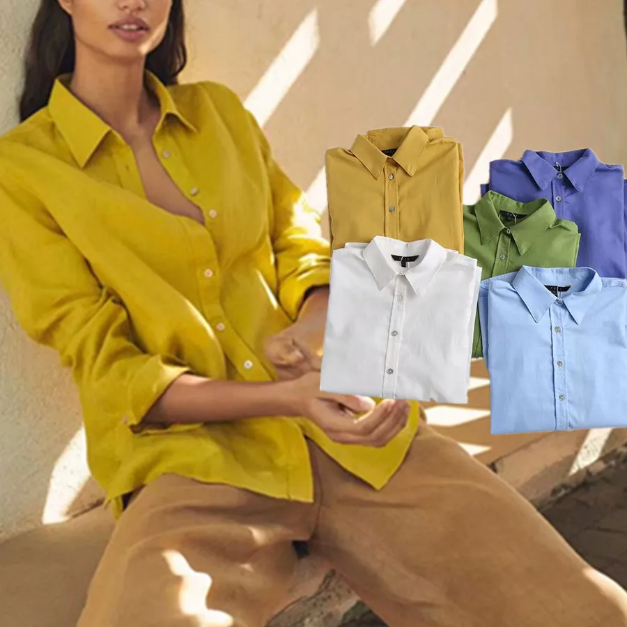 Elmsk Blusas Mujer De Moda 2021 Англия Повседневная Блузка женская английский стиль Модная красочная льняная однотонная Свободная рубашка женские топы
Elmsk Blusas Mujer De Moda 2021 Англия Повседневная Блузка женская английский стиль Модная красочная льняная однотонная Свободная рубашка женские топы