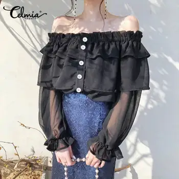 Top Fashion Celmia Sexy Off Shoulder Women Long Sleeve Blouses 2020 Summer Perspective Strapless Buttons Office Ruffles Blusas
Top Fashion Celmia Sexy Off Shoulder Women Long Sleeve Blouses 2020 Summer Perspective Strapless Buttons Office Ruffles Blusas