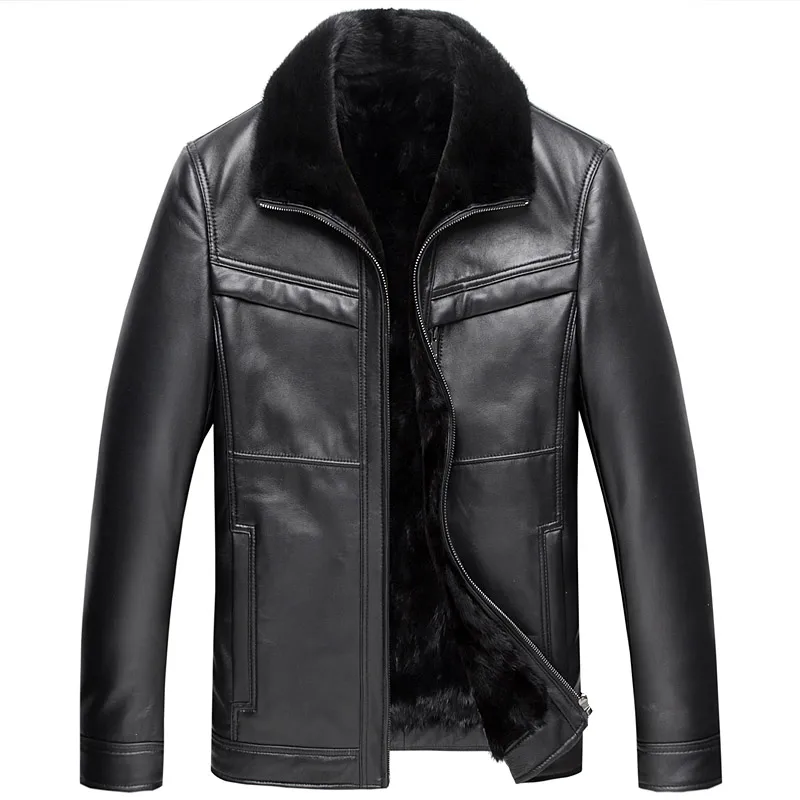 Genuine Leather Jacket Men Sheepskin Real Mink Fur Coat Plus Size Mens Winter Casaco SD9052 YY1141 | Мужская одежда