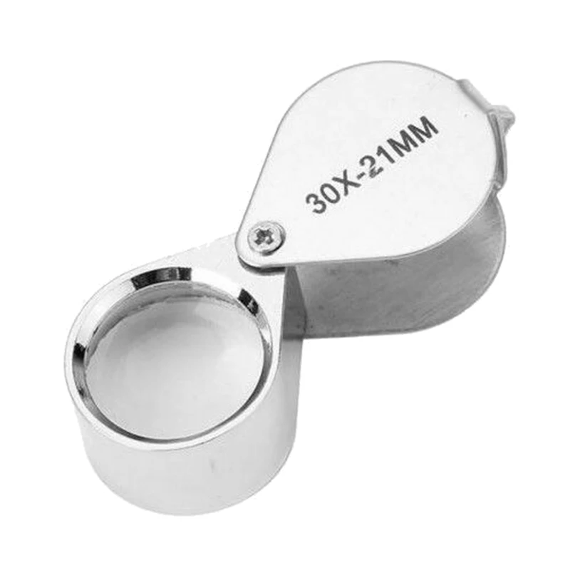 30X Magnifier Folding Jewelers Metal Eye Loupe 21mm Pocket Magnifying Glass for Coin Stamp Inspection 60X24 mm
30X Magnifier Folding Jewelers Metal Eye Loupe 21mm Pocket Magnifying Glass for Coin Stamp Inspection 60X24 mm