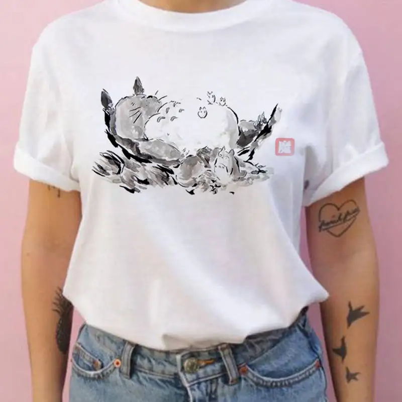 

Hayao Harajuku T Shirt Women Studio Ghibli Totoro Miyazaki Ullzang Graphic T-shirt Funny Cartoon Tshirt 90s Anime Top Tee Female