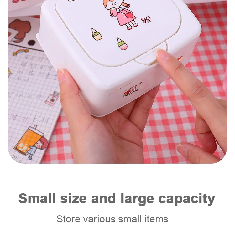 Cute Kawaii Push Button Desktop Mini Storage Organizer Box with