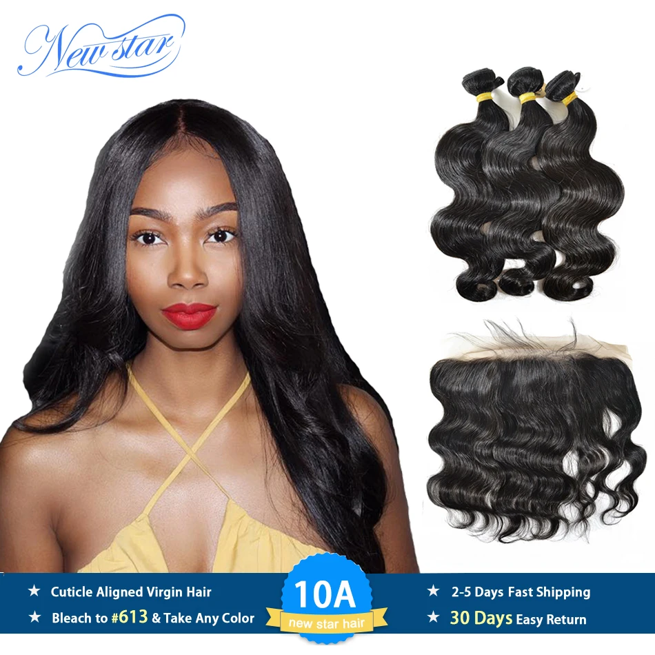 

Peruvian Body Wave 3 Bundles 10A Extension With HD 13x4 Lace Frontal Closure New Star 100% Unprocessed Raw Virgin Hair Weaving