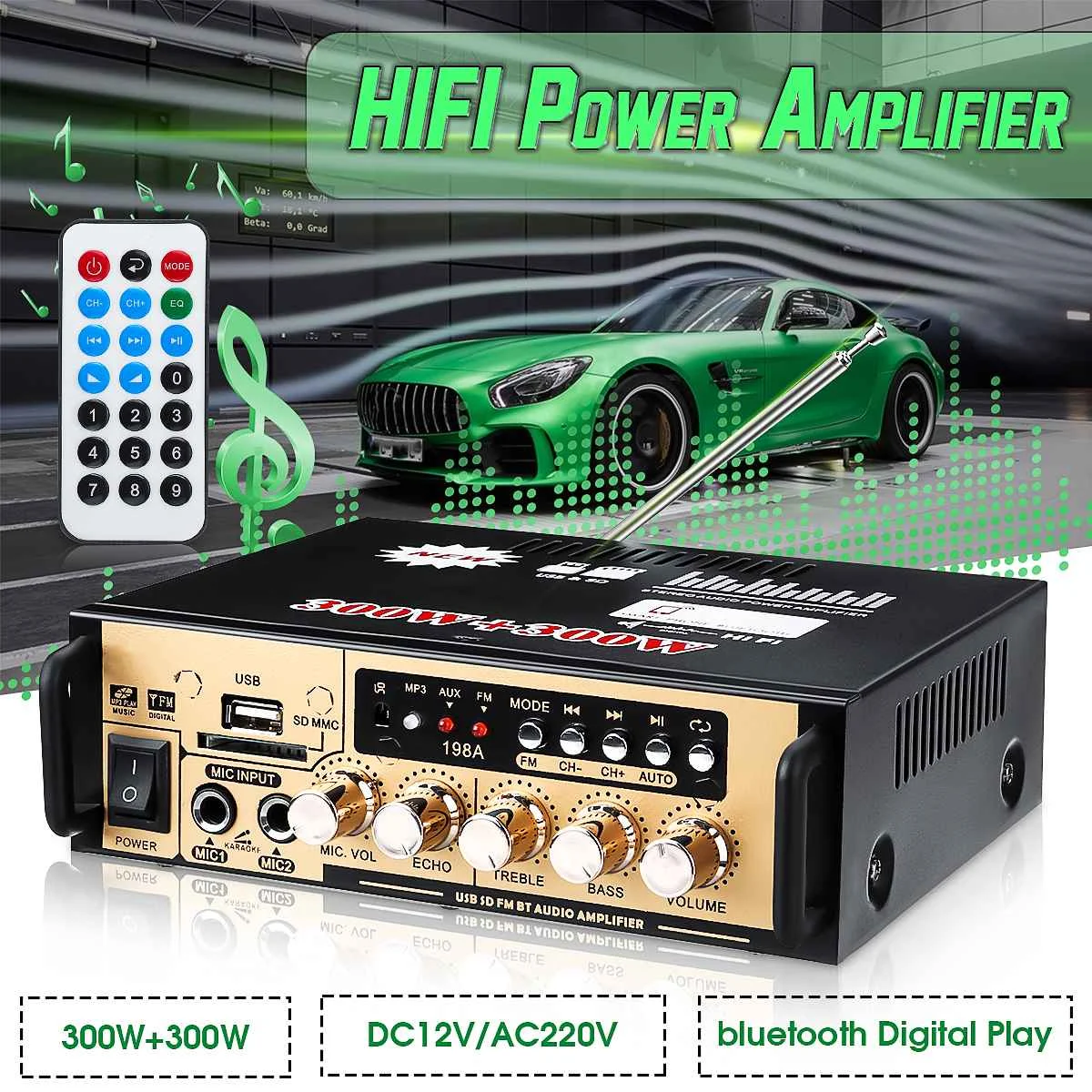 600W Auto Audio Amplifier Subwoofer Digital bluetooth Amplifier Home Theater Sound System Remote Mini Amplifiers Car Home
600W Auto Audio Amplifier Subwoofer Digital bluetooth Amplifier Home Theater Sound System Remote Mini Amplifiers Car Home