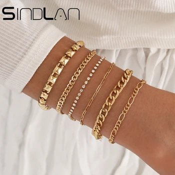 Sindlan 6Pcs Geometric Simple Gold Bracelets Set for Women Charm Easy Hook Full Crystal Exaggerated Female Hollow Wrist Jewelry
Sindlan 6Pcs Geometric Simple Gold Bracelets Set for Women Charm Easy Hook Full Crystal Exaggerated Female Hollow Wrist Jewelry